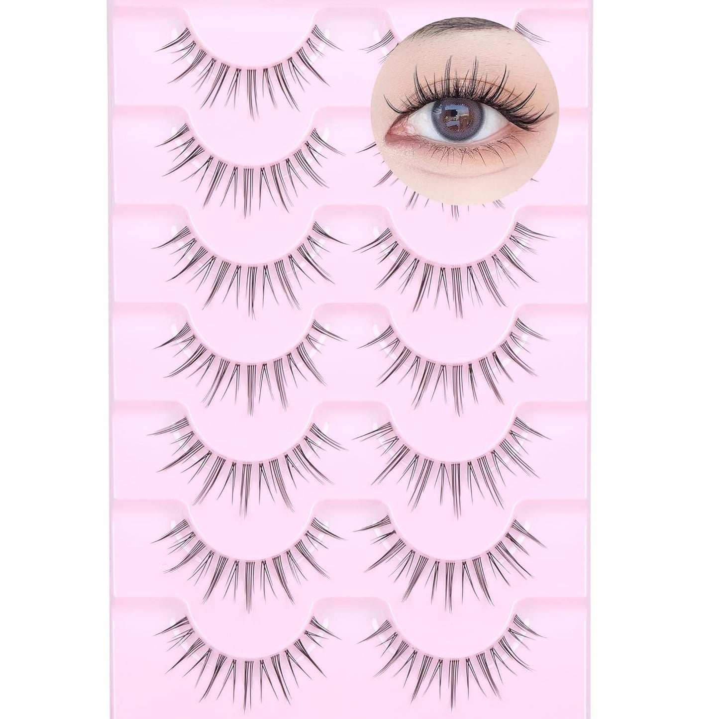Natural Look Anime Lashes with Clear Band - Moonlight - Ultra-Thin Clear Band -