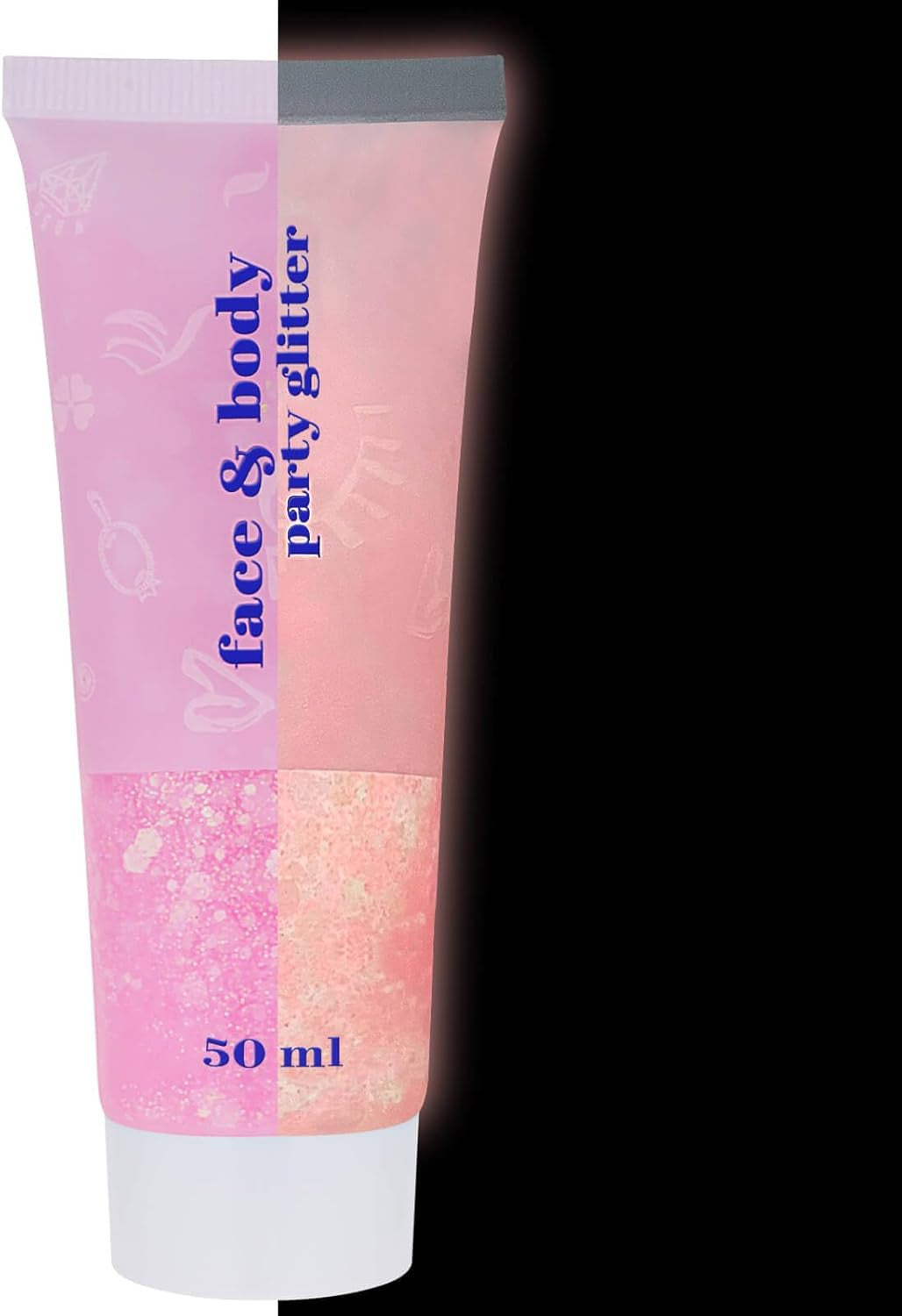 Neon Pink Body Glitter Gel,Uv Blacklight Chunky Face Glitter Gel,Glow in the Dar