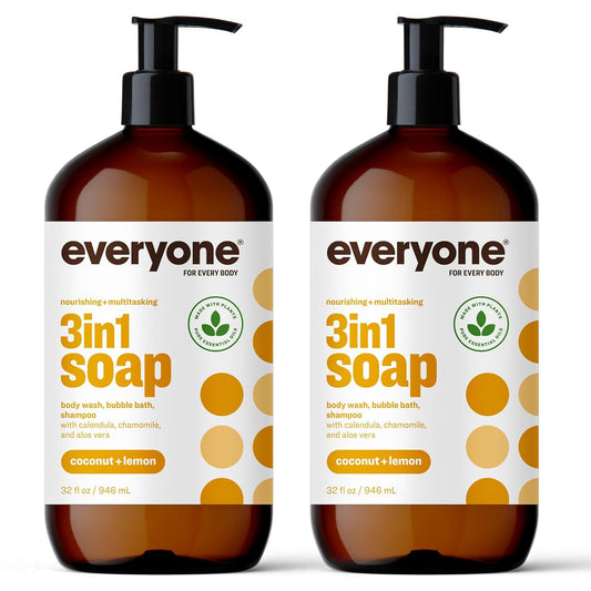 3-In-1 Soap, Body Wash, Bubble Bath, Shampoo, 32 Ounce (Pack of 2), Coconut and