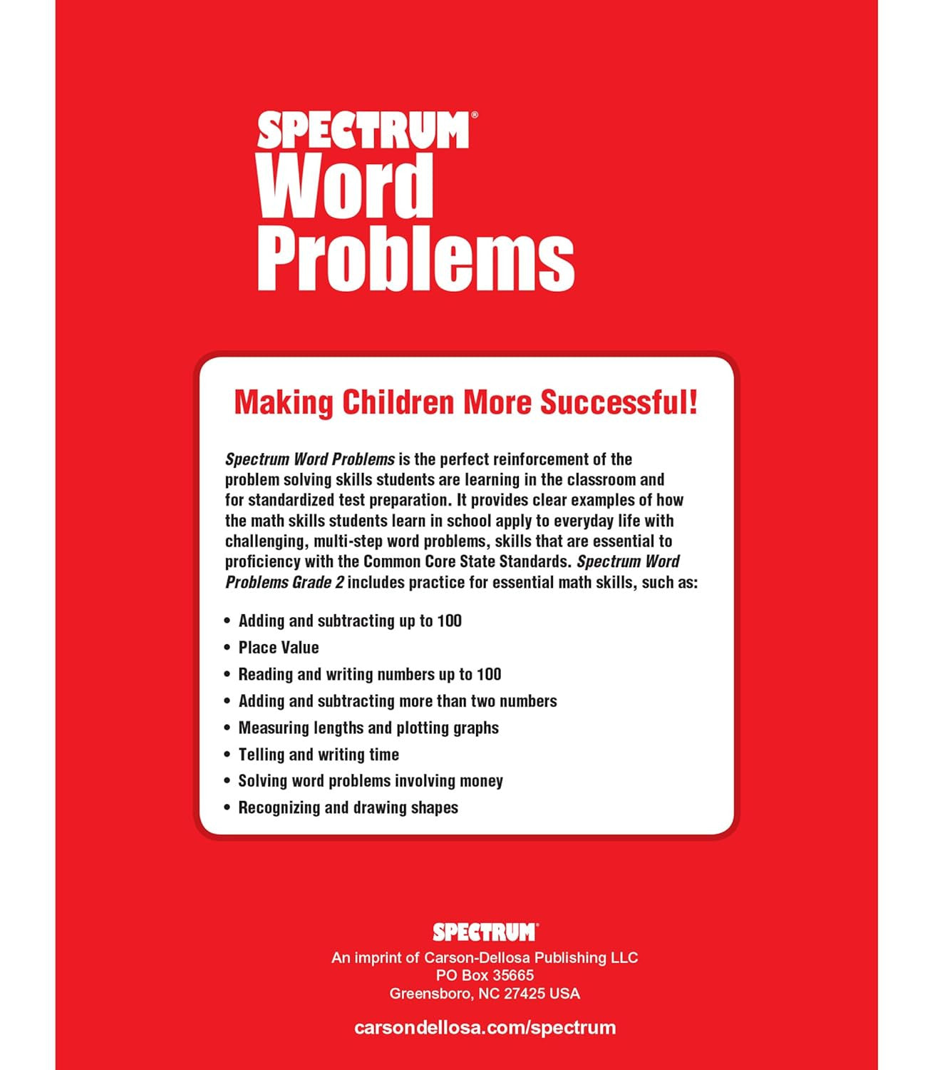 Spectrum Word Problems 2Nd Grade Math Workbook, Addition, Subtraction, Word Prob
