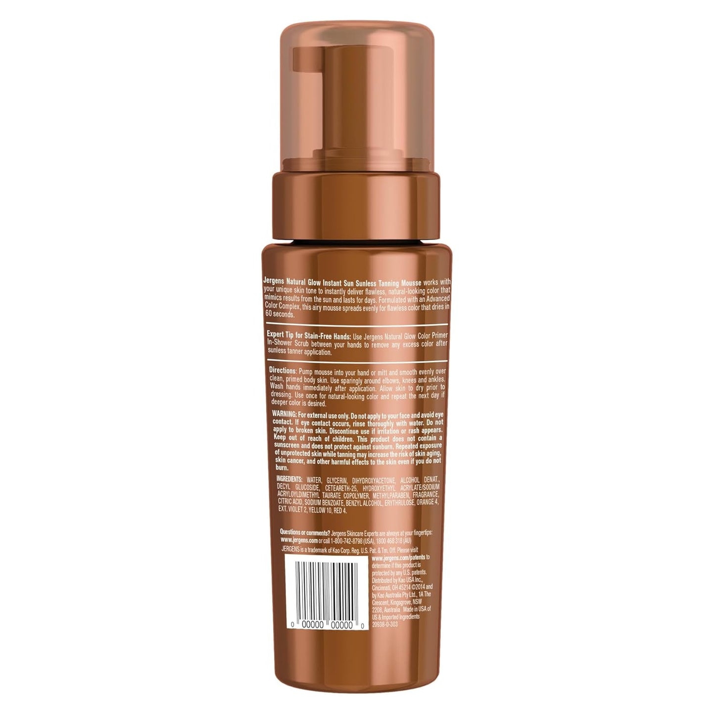 Natural Glow Instant Sun Body Mousse, Self Tanner for Deep Bronze Tan, Sunless T