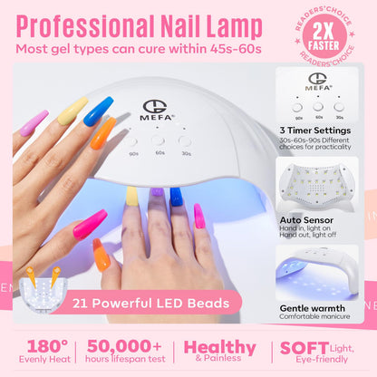 32 Colors Gel Nail Polish Kit with U V Light, 54 Pcs Nude Pink Popular Gel Nail