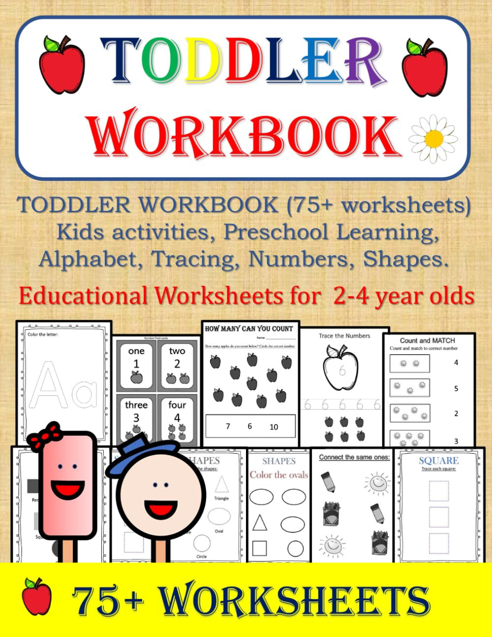 TODDLER WORKBOOK (75+ Worksheets), Kids Activities, Preschool Learning, Alphabet
