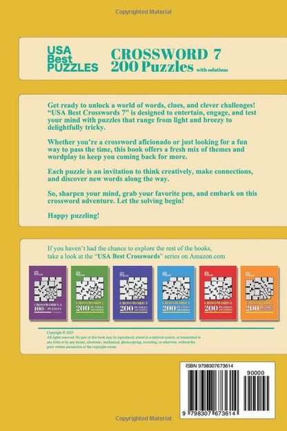 USA Best Crosswords 7: 200 Puzzles Easy to Hard for Adults with Solutions