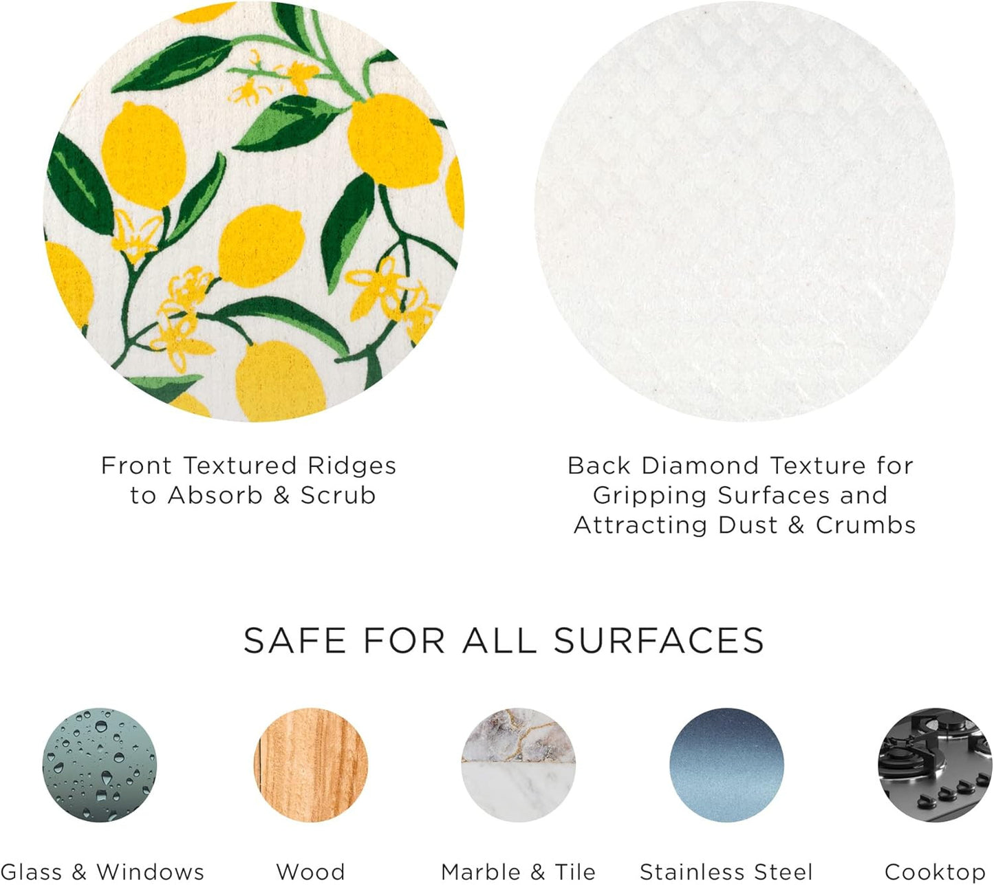 Swedish Dishcloths for Kitchen & Cleaning, Reusable, Machine Washable & Dishwash