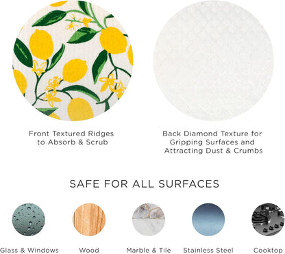 Swedish Dishcloths for Kitchen & Cleaning, Reusable, Machine Washable & Dishwash