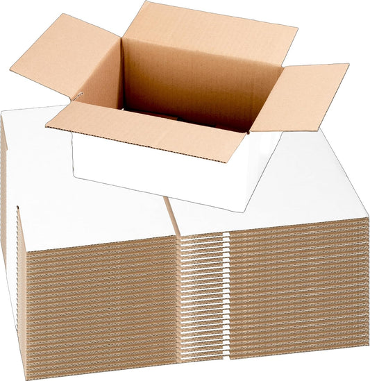 30 Pack 10X7X5 White Cardboard Shipping Boxes, Medium Mailing Boxes for Small Bu