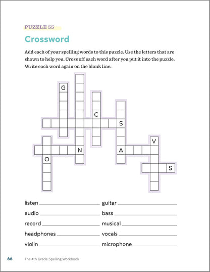 The 4Th Grade Spelling Workbook: 95+ Games and Puzzles to Improve Spelling Skill