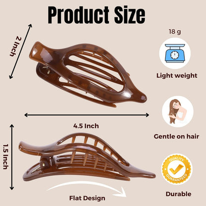 8 Pack Jelly Style Flat Hair Clips – Translucent Claw Clips in Pink, Brown, Beig