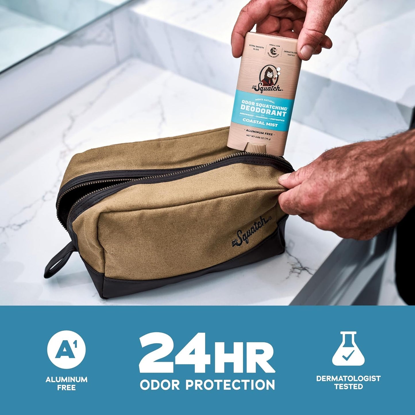 Natural Deodorant for Men - Odor-Squatching Aluminum Free - Coastal Mist (2.65 O