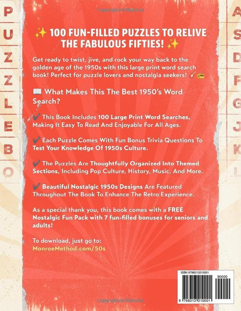 The Rockin’ 1950S Nostalgic Large Print Word Search for Adults & Seniors: 100 Re