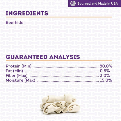 USA Beefhide Large Assorted Dog Chew Treats - Natural Flavor, 6 Count/1 Pack