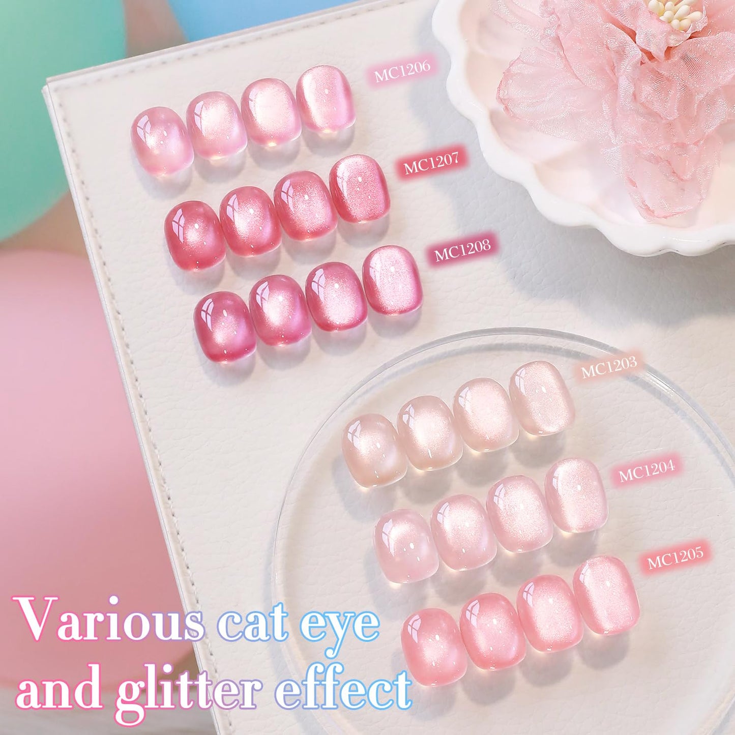 0.5 OZ Cat Eye Gel Polish with Magnet 15ML Holographic Glitter Shimmer Transluce