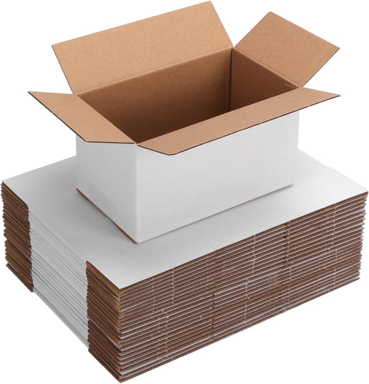 25 Pack Small Shipping Boxes 7X4X4 Inches, White Corrugated Cardboard Box for Sh