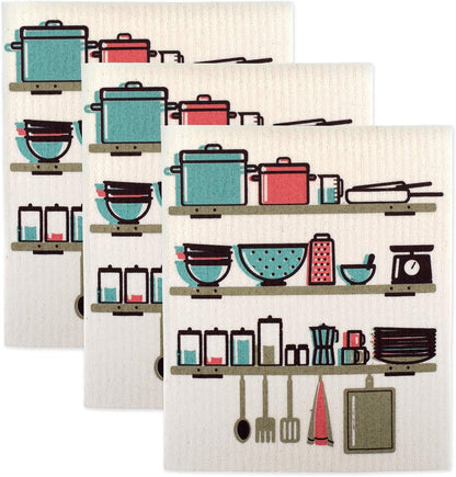 Swedish Dishcloths for Kitchen & Cleaning, Reusable, Machine Washable & Dishwash
