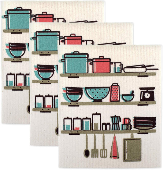 Swedish Dishcloths for Kitchen & Cleaning, Reusable, Machine Washable & Dishwash