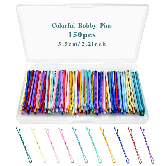 150 Pcs 2.2 Inch Mix Colorful Bobby Pin for Girls Women, Hair Pins with Cute Box