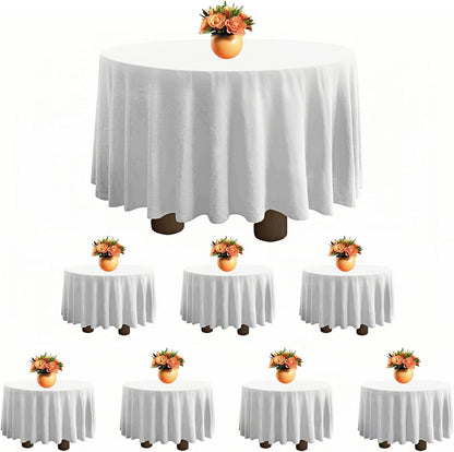 8 Pack White round Table Cloth 120 Inch Tablecloths Linens for round Tablecloth