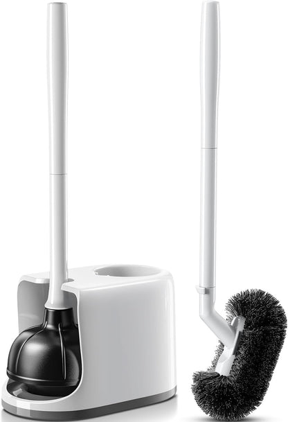 Toilet Plunger Bowl Brush Combo：Heavy Duty Rubber for Drain Clog Remover - Curve