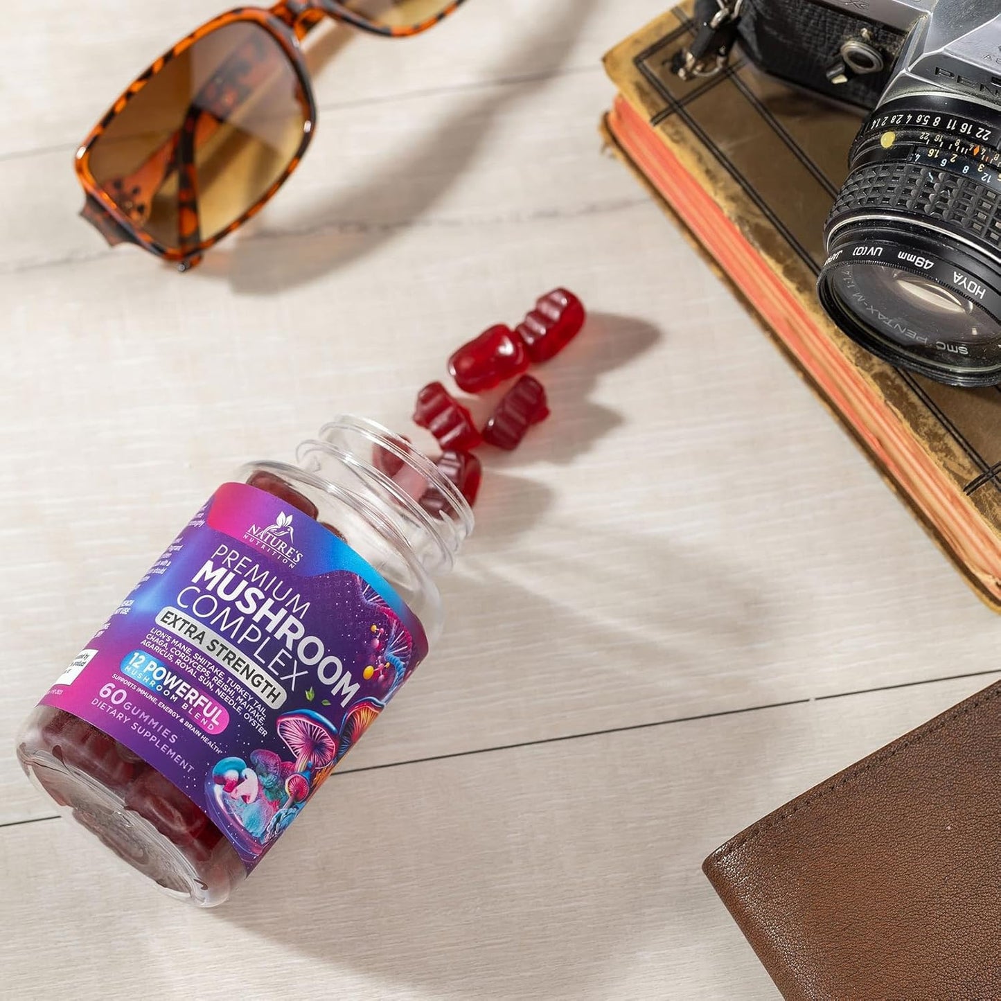 Mushroom Supplement Gummies - 12 in 1 with Lions Mane, Reishi, Cordyceps, Chaga