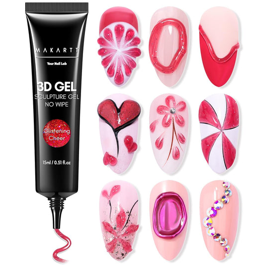 3D Gel Nail Art: 3D Sculpting Gel for Nail Art Design 15Ml 3 in 1 No Wipe Gel Po