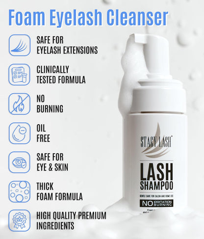 6.76 Fl.Oz / 200Ml Eyelash Extension Shampoo + Brush/Eyelid Foaming Cleanser/Was