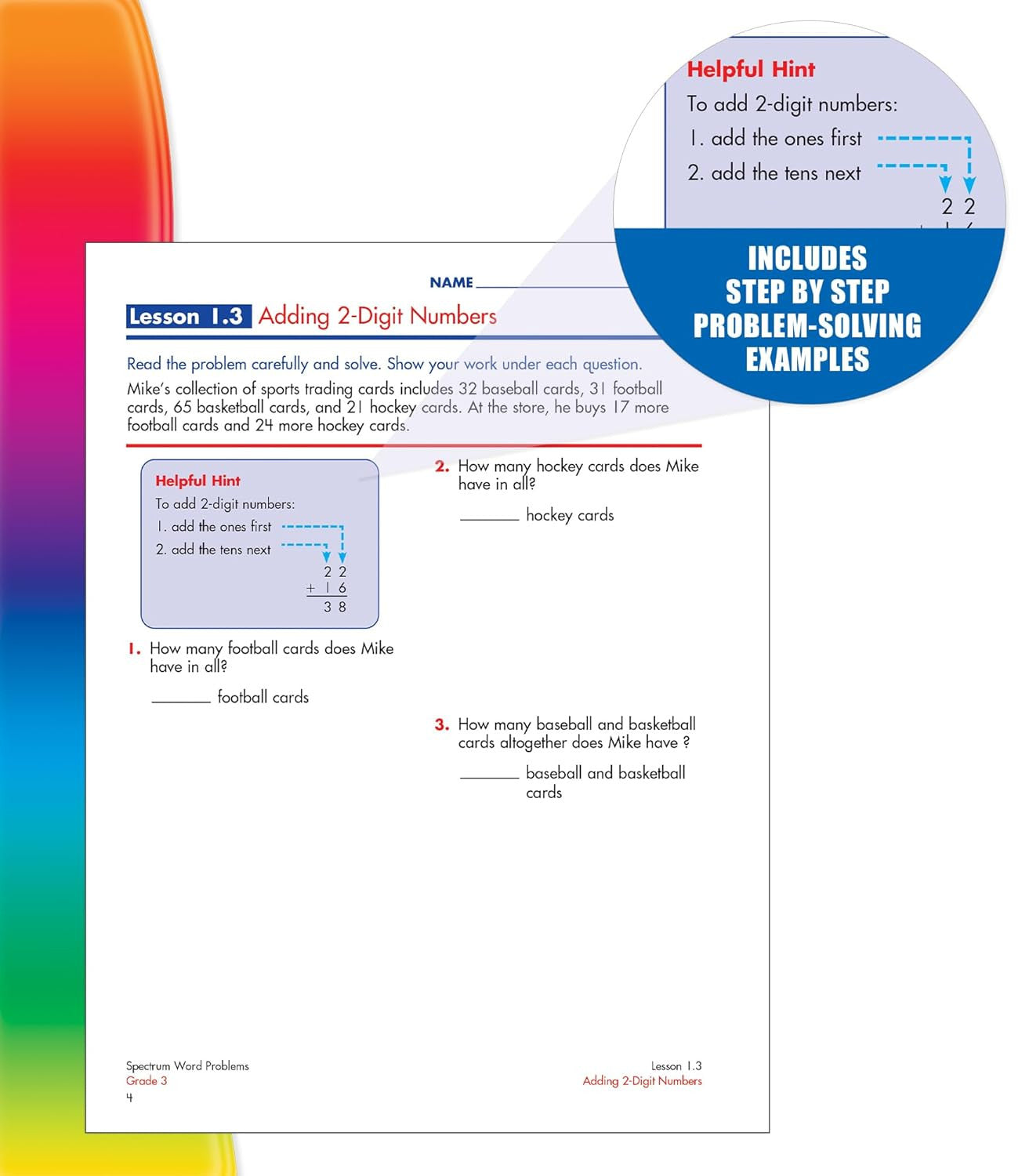 Spectrum Word Problems 3Rd Grade Math Workbook, Geometry, Algebra Prep, Fraction