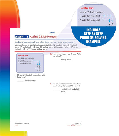 Spectrum Word Problems 3Rd Grade Math Workbook, Geometry, Algebra Prep, Fraction
