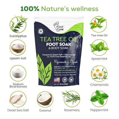 Tea Tree Oil Foot Soak with Epsom Salt - for Toenail Repair, Athletes Foot, Soft