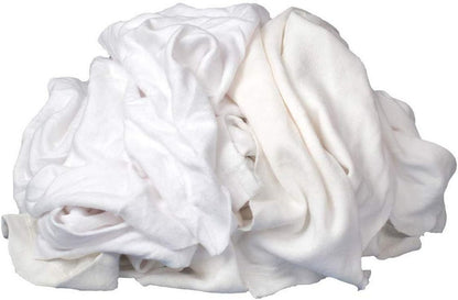 (10526) White Recycled T-Shirt Cloth Rags - 8 Lb. Box