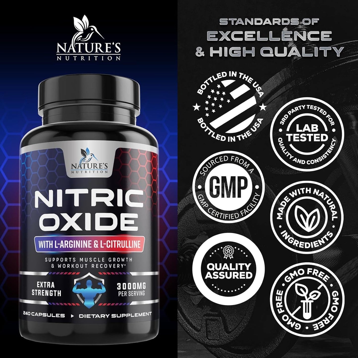 Nitric Oxide Booster Extra Strength 3000Mg - L Arginine 3X Strength Nitric Oxide