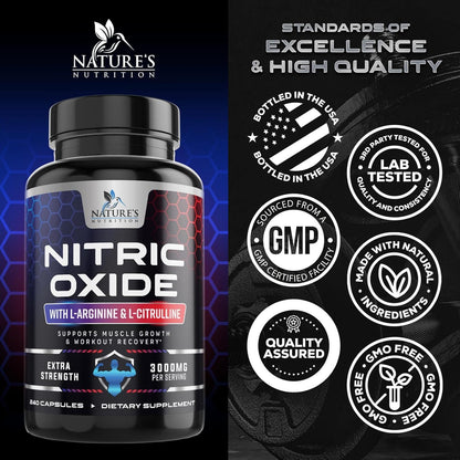 Nitric Oxide Booster Extra Strength 3000Mg - L Arginine 3X Strength Nitric Oxide