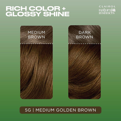 Natural Instincts Demi-Permanent Hair Dye, 5G Medium Golden Brown Hair Color, Pa