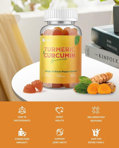 Turmeric Curcumin Gummies with Black Pepper 2 Pack, Turmeric and Ginger Suppleme