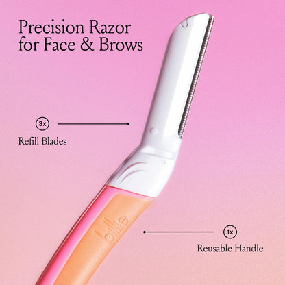 - Dermaplane Starter Kit - Reusable Handle + 3 Refill Blades - Remove Facial Hai