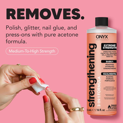 3-In-1 Strengthening Nail Polish Remover with 7 Inch Nail File, 16 Fl Oz - Remov