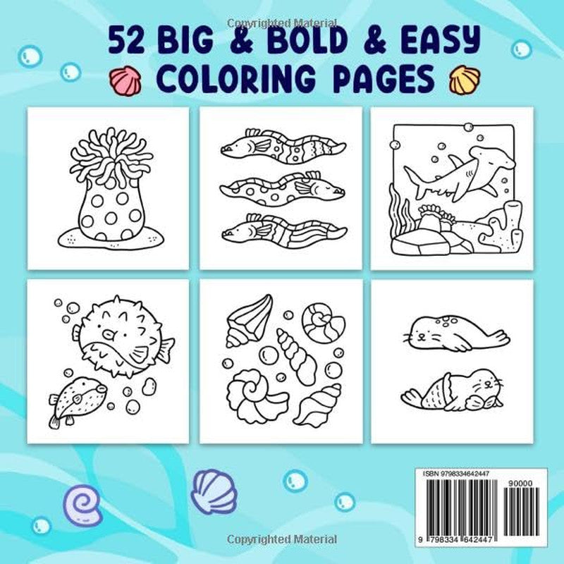 Ocean Scene: Coloring Book for Adults and Kids, Bold and Easy Designs for Relaxa