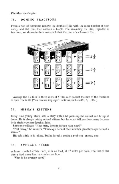 The Moscow Puzzles: 359 Mathematical Recreations (Dover Math Games & Puzzles)
