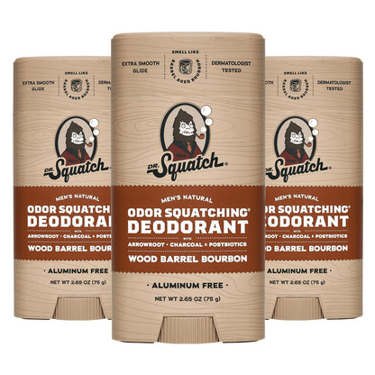 Natural Deodorant for Men 3 Pack Wood Barrel Bourbon – Odor-Squatching Men'S Deo