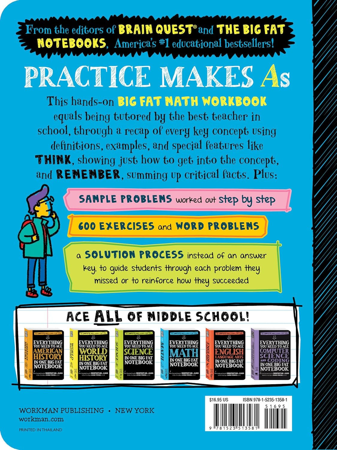 The Big Fat Middle School Math Workbook: 600 Math Practice Exercises (Big Fat No