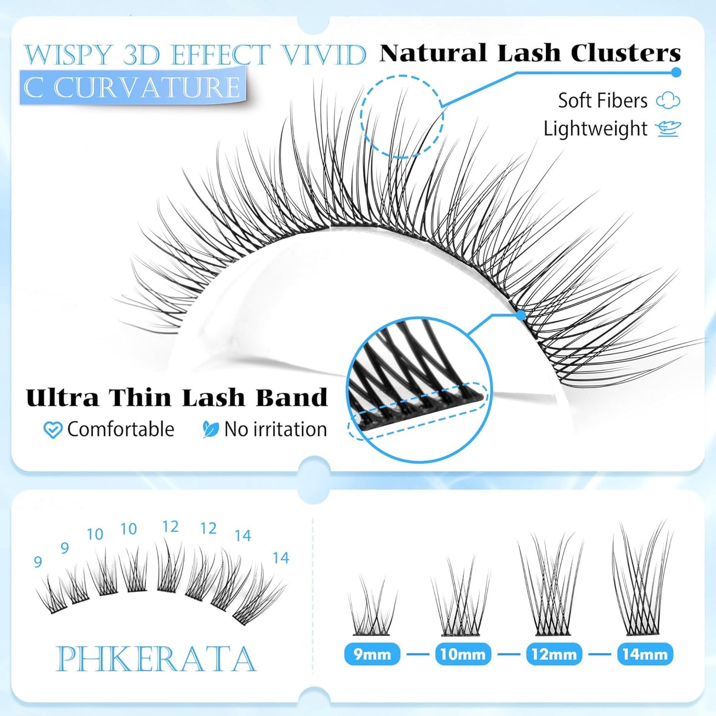 Natural Lash Clusters Wispy Eyelash Clusters 200Pcs Lashes Clusters C Curvature