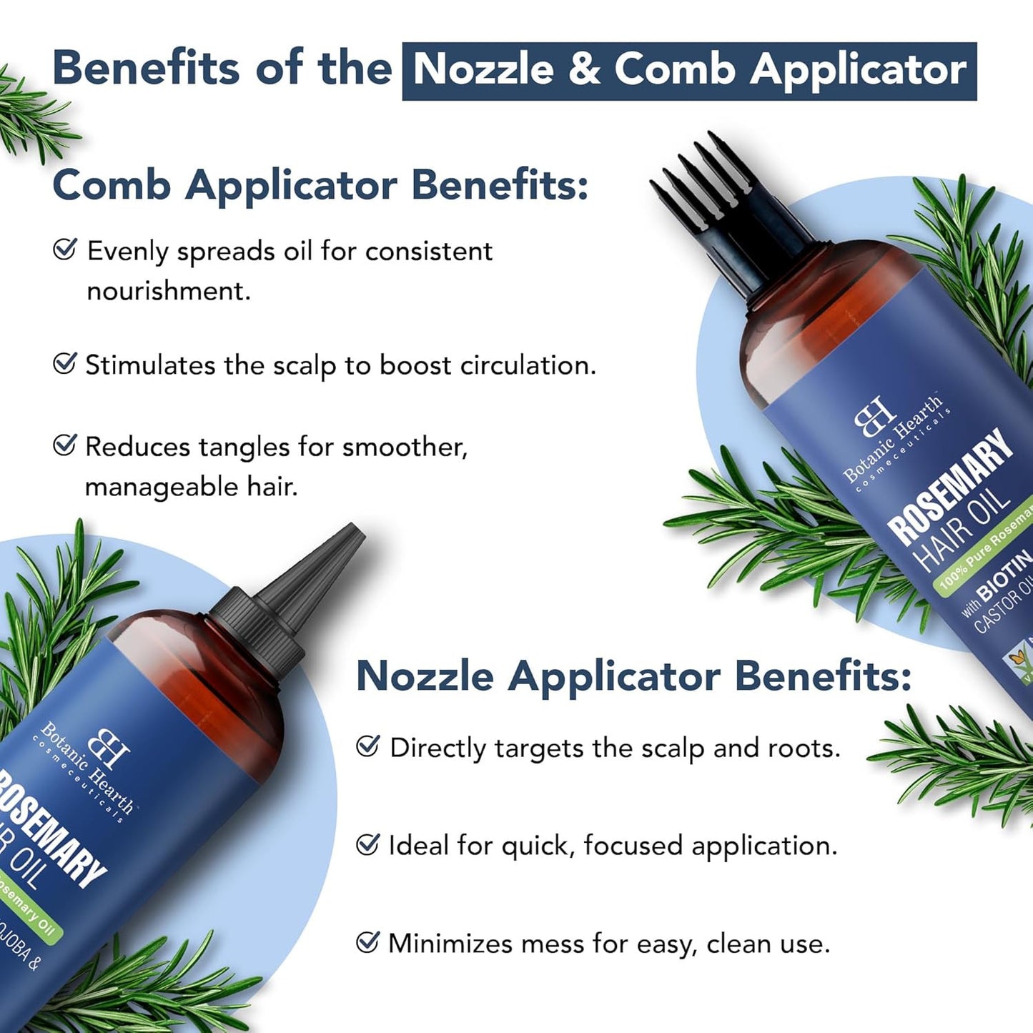 100% Pure Rosemary Oil for Hair Growth (6.7 Fl Oz)| Infused with Biotin, Jojoba