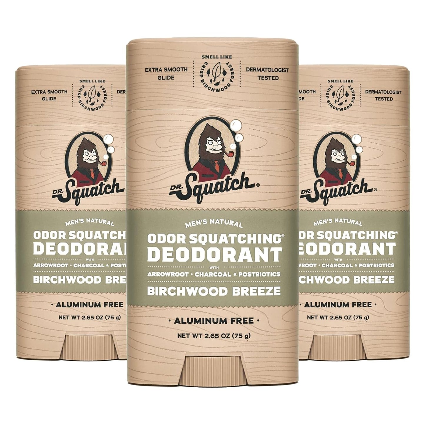 Natural Deodorant for Men - Odor-Squatching Aluminum Free - Birchwood Breeze (2.