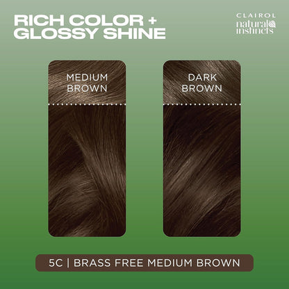 Natural Instincts Demi-Permanent Hair Dye, 5C Brass Free Medium Brown Hair Color