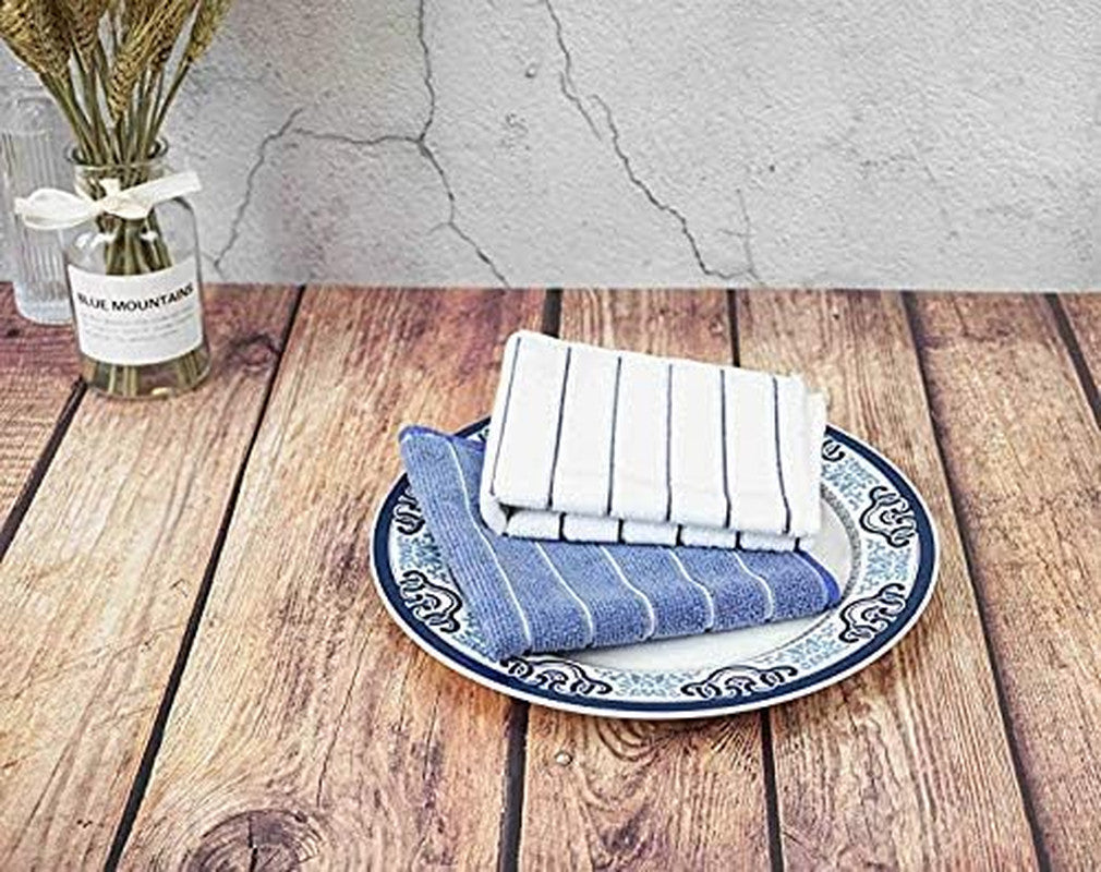 the Clean Store 79289 Microfiber Kitchen Towels, Topaz/White, 15"X25", 12 Pack