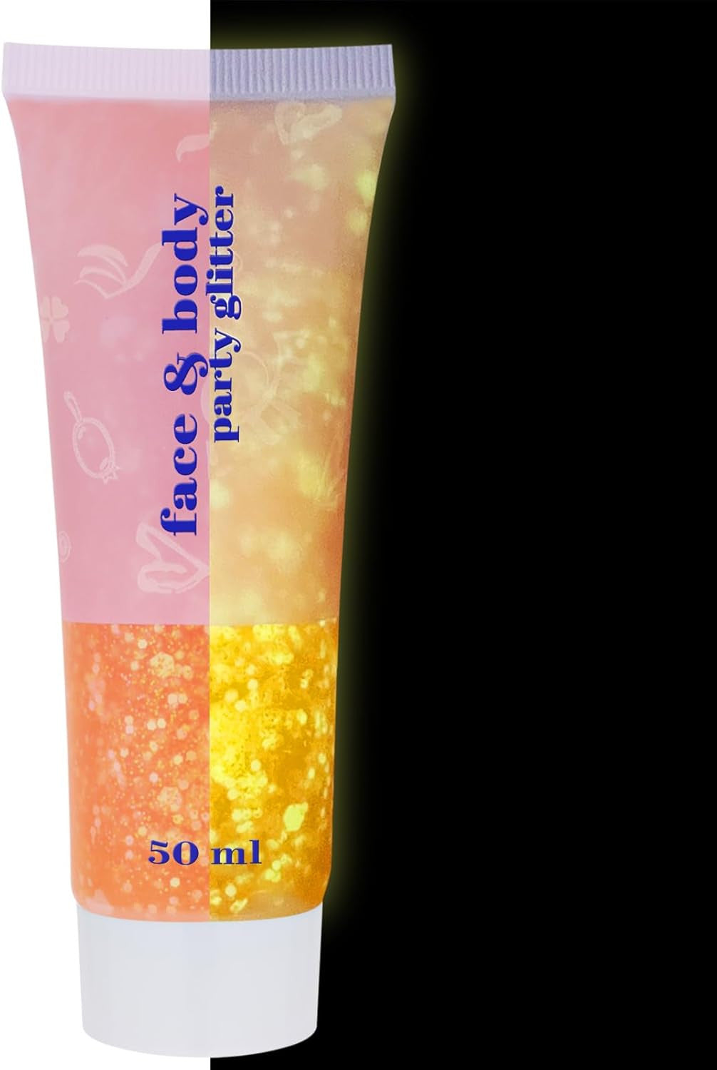 Neon Orange Body Glitter Gel,Uv Blacklight Chunky Face Glitter Gel,Glow in the D