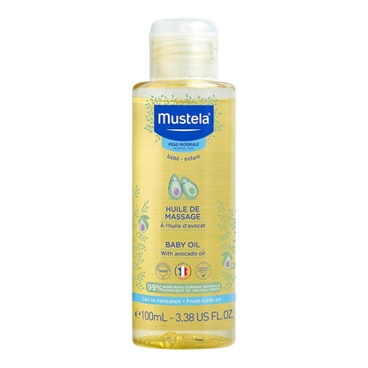 Mustela Baby Oil - Moisturizing Oil for Massage - with Natural Avocado, Pomegran