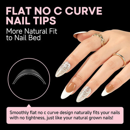 Almond Nail Tips, 312PCS Half Cover Almond Shape Nail Tips Soft Gel Tips 12 Size