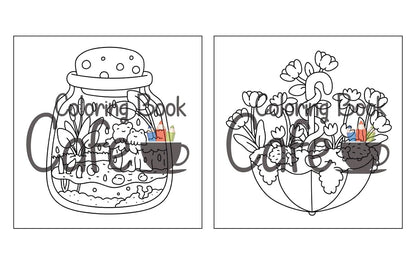 Tiny Gardens: Cute & Comfy Coloring Book for Adults and Teens Featuring Adorable