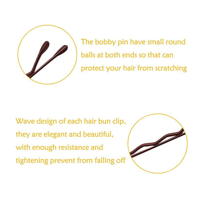 220 Count Mini Wavy 1.38 Inch Bobby Pins Brown,  Small Hair Bobby Pins with Stor